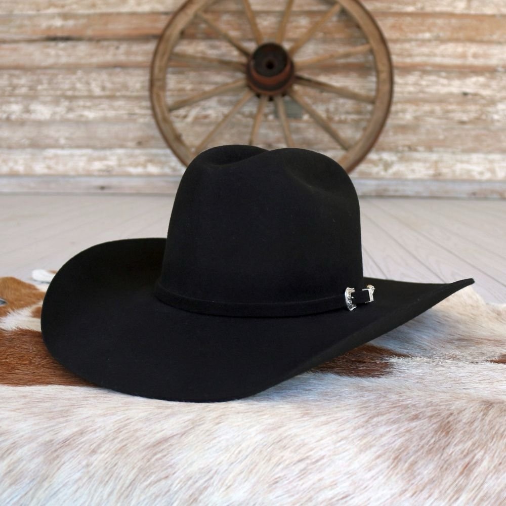 Size 8 Resistol 3X Tucker Black Felt Cowboy Hat